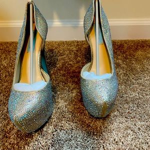 Blue by Betsey Johnson silver/blue heels. Size 10